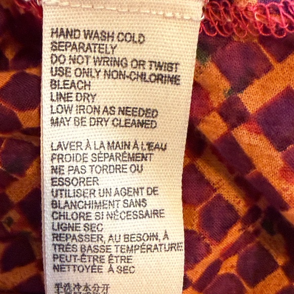 Free People Mixed Print Boho Babydoll Tunic Top Medium Cotton - Picture 5 of 5